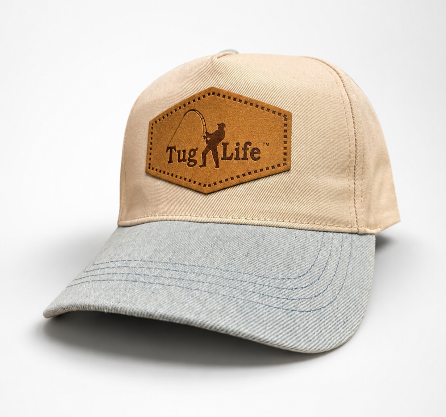 Cream/denim baseball cap