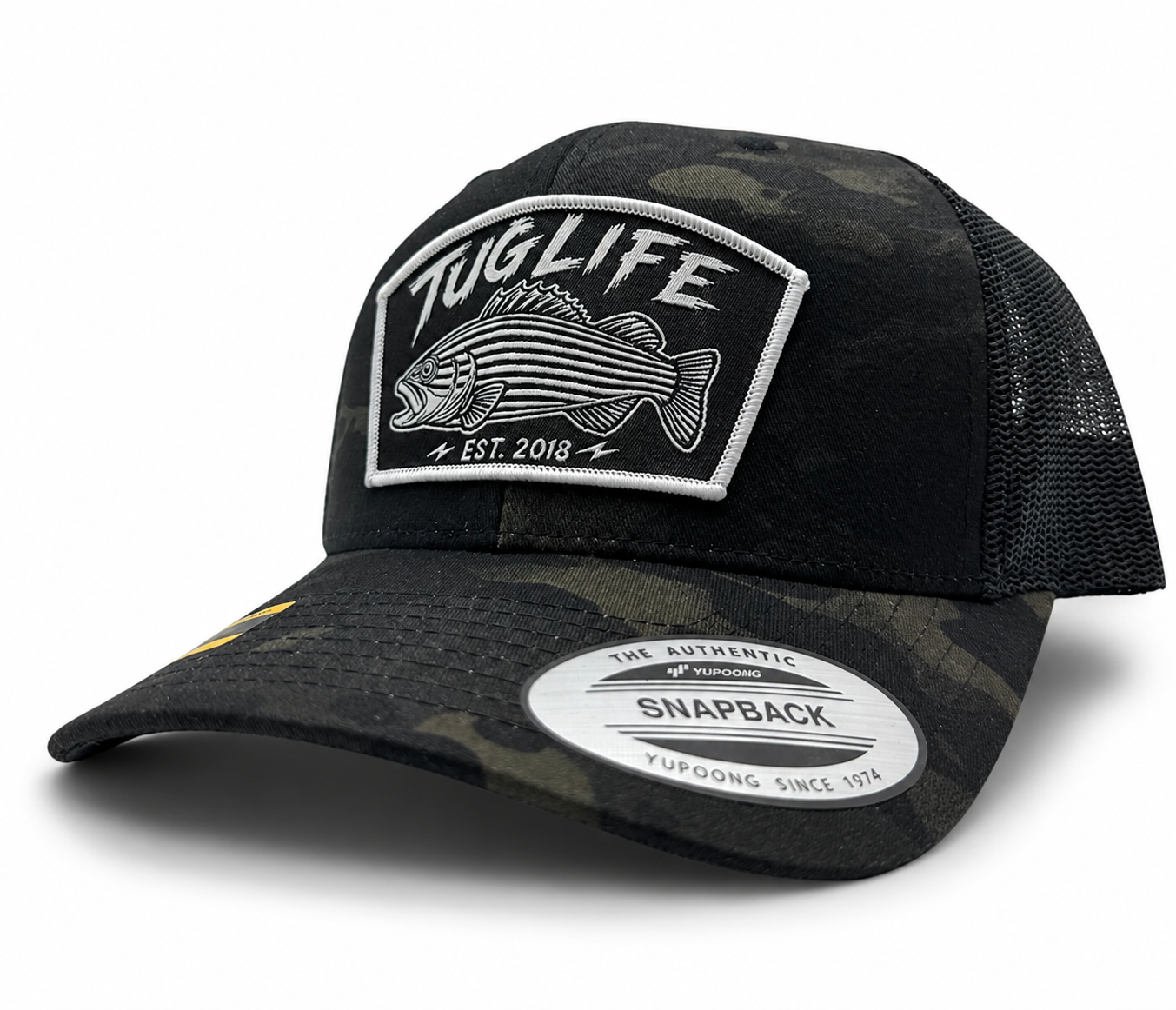 Striped bass trucker black/camo