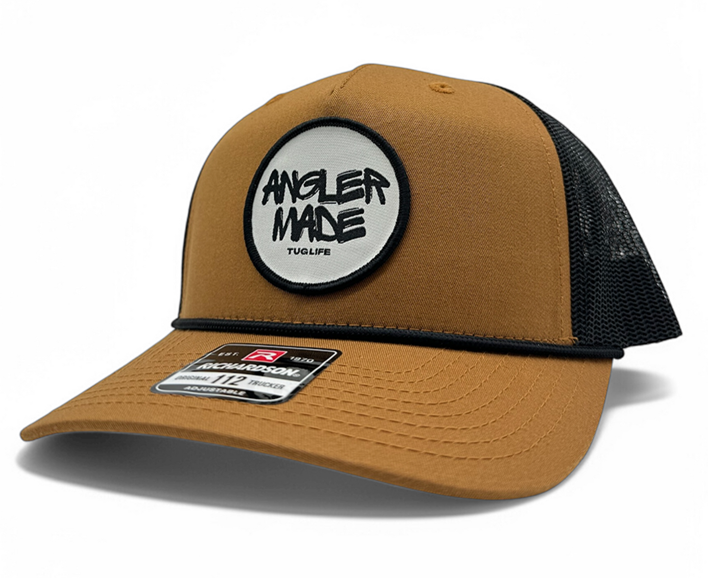 Angler made Caramel/black Rope trucker snapback