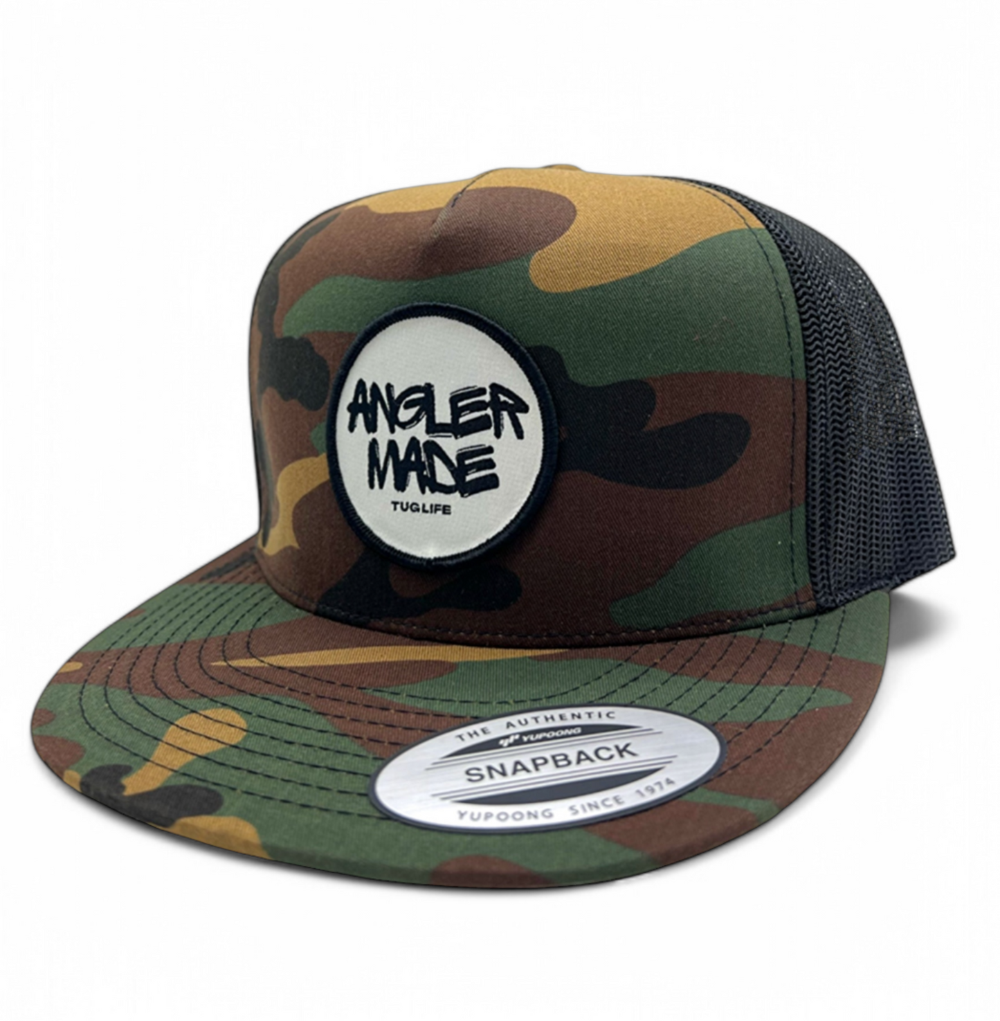 Angler made camo flat bill SnapBack