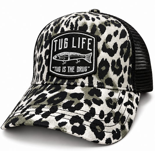 Grey leopard Glide bait trucker snapback