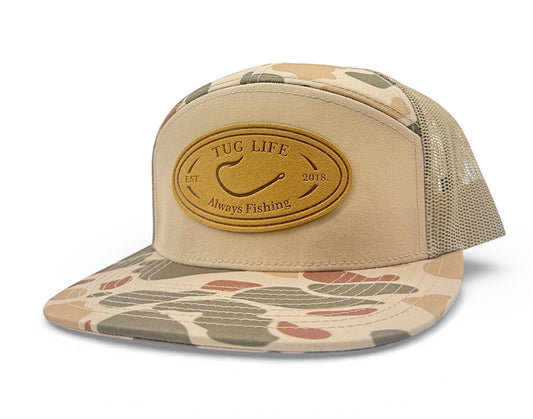 7 panel harvest Duck camo/Sandstone trucker Flatbill SnapBack