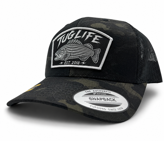 Striped bass trucker black/camo