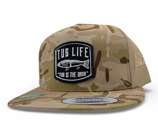 Multicam Arid/tan flat bill trucker snapback